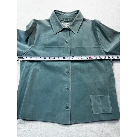 Pendleton Suede Leather Seafoam Full-Button Jacket Blazer Sz Med. Heritage Luxe - Picture 12 of 12